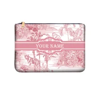 Graceful Customizable Name Women's Canvas Clutch Makeup Bag Purse Party Weekend Vacation Travel Cosmetic Bag Mobile Pouch Wallet