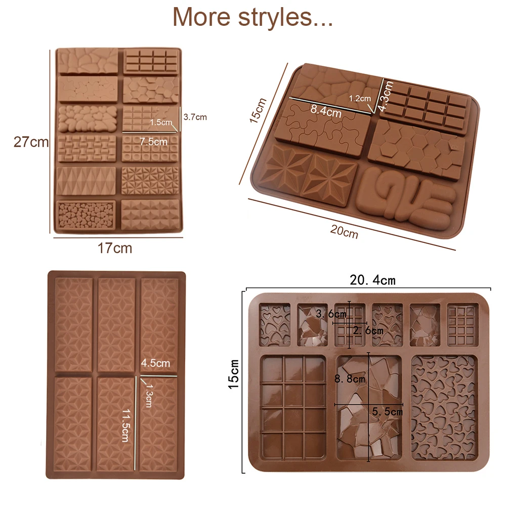  Wax Melt Molds Silicone,Rectangle Silicone Wax Melt Chocolate  Bar Mold for Wickless Wax Melt Candles Chocolate Bakeware Molds