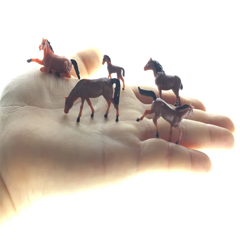 10PCS 1:87 HO Scale Miniature Farm Animals Painted Horses Model DIY Diorama Making Educational Toys Birthday Gift Collection - Image 3