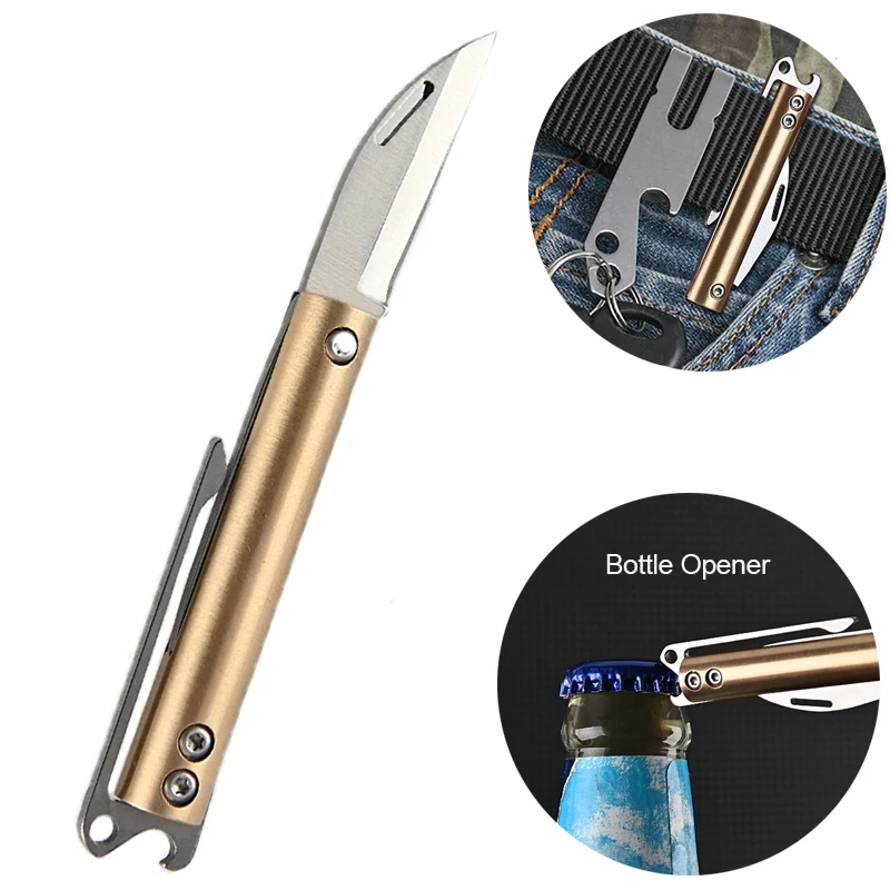 

Titanium Alloy Folding Knife Bottle Opener Keychain Unpacking Pocket Knife EDC Gadgets Camping Survival Multitool For Men Gift