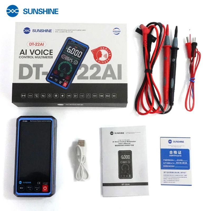 SUNSHINE DT-22AI multímetro inteligente de Control de voz, Chip de alta  velocidad, alta definición - AliExpress