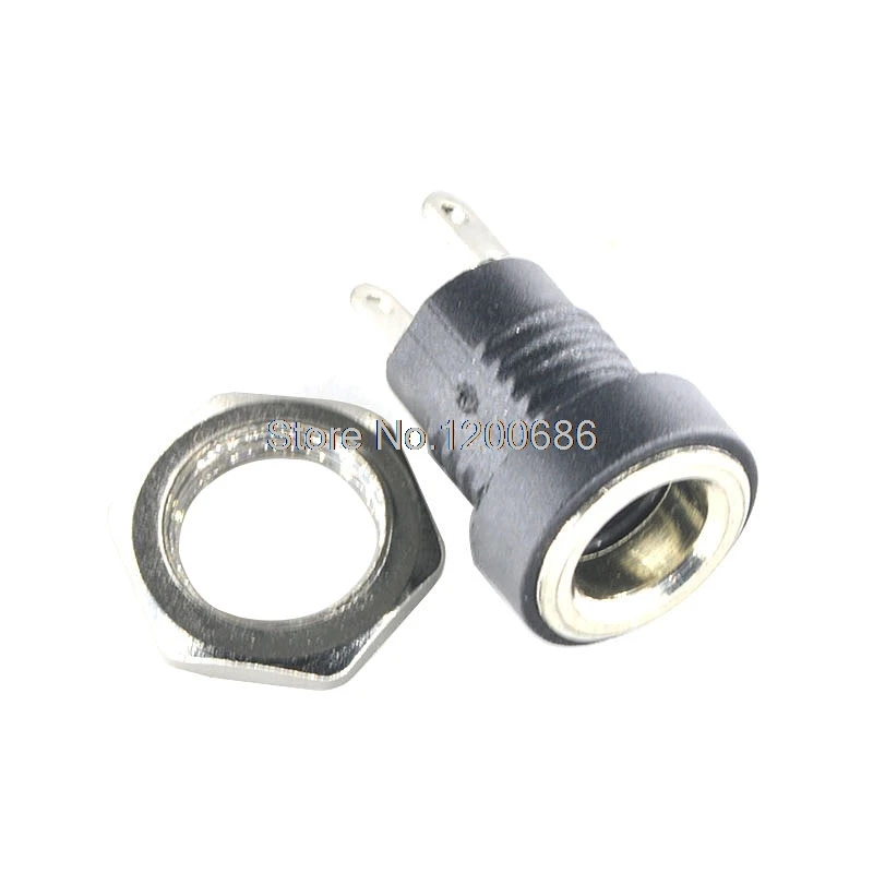 

High quality DC power socket copper 5.5 * 2.5 round hole thread nut connector