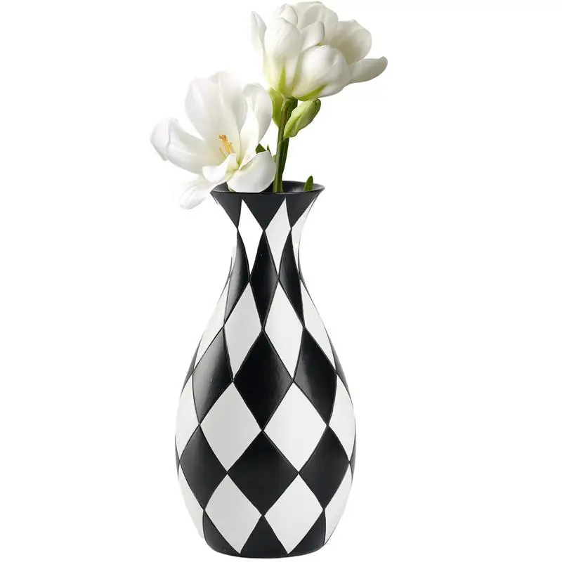 resin Striped Vase Black and White Stripes Flower Vase Unique Black and White Modern Flower Vase Home Furnishing Decoration 2