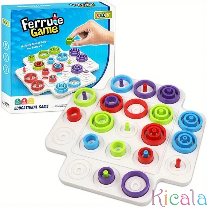 Board Game Early Childhood Teaching Tic-tac-toe Fun Loop Game Color Cognitive Interactive Puzzles Board Ferrule Chess Toy