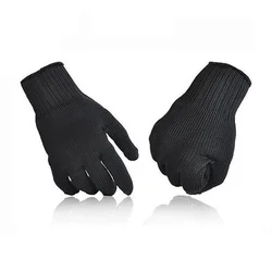 Black Anti - Cutting Wear - Resistant Work Gloves - Steel Wire Mesh for Enhanced Security and Self - Defense (1 pair)