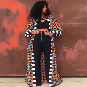 Osas Print Long Sleeve Kimono Dress