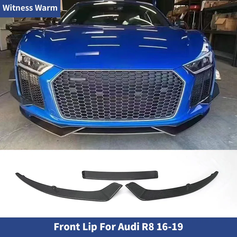 Nuovo R8 In Fibra Di Carbonio Frp Paraurti Anteriore Spoiler Splitter Pala Anteriore Per Audi R8 V8 V10 Kit Carrozzeria 16-19