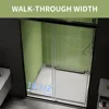 44-48 in.W X70 in.H Frameless Sliding Shower Door, Sliding Shower Door with 1/4" (6mm) Clear Tempered Glass, Matte Black Finish 3