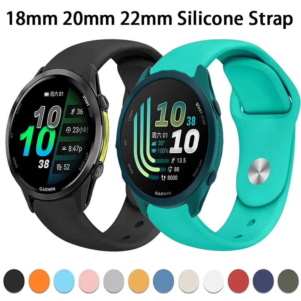 Versatile Silicone Strap for Smartwatches - Available in 18mm, 20mm, and 22mm Sizes