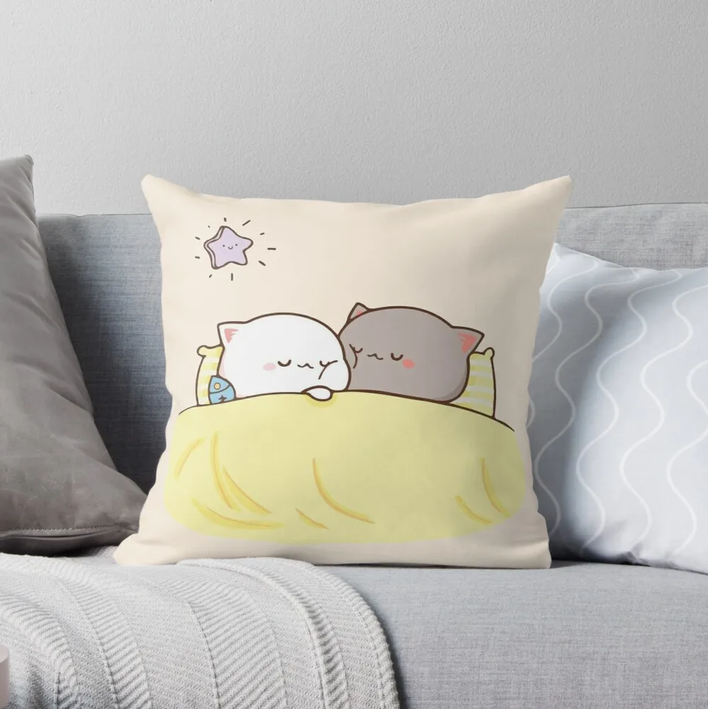 

cute mochi peach cat Throw Pillow Cushion Child