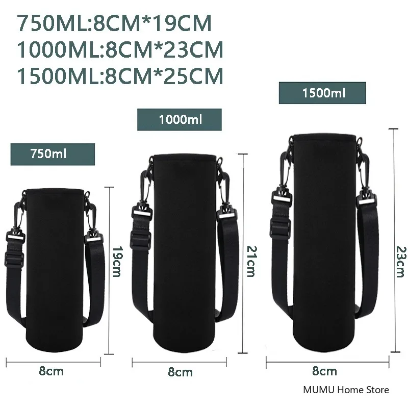 2 Custodie Termiche Isolanti Per Bottiglia In Neoprene, Maniche Protettive Per Borracce Da 550/750/1000/1500 Ml, Per Campeggio E Sport, Colori Nero, Blu, Grigio