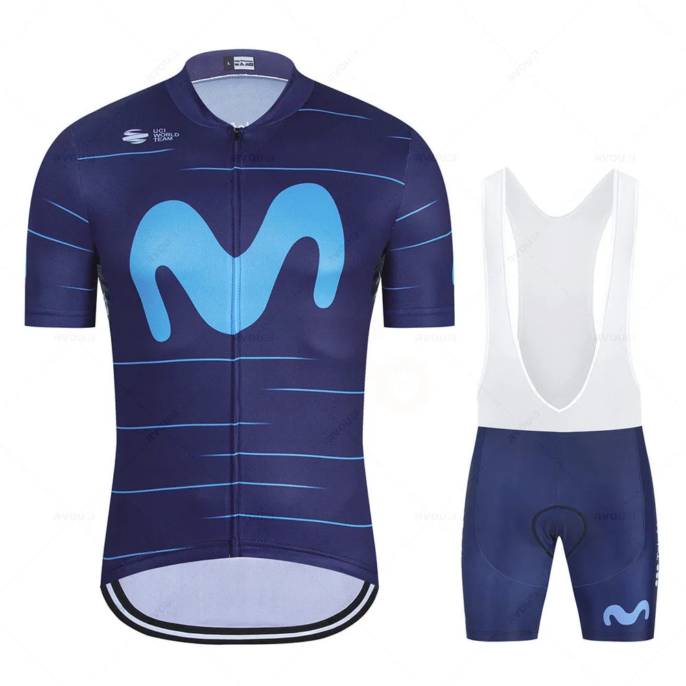 New Summer Movistar Pro Team Cycling Jersey Set MTB Bicycle
