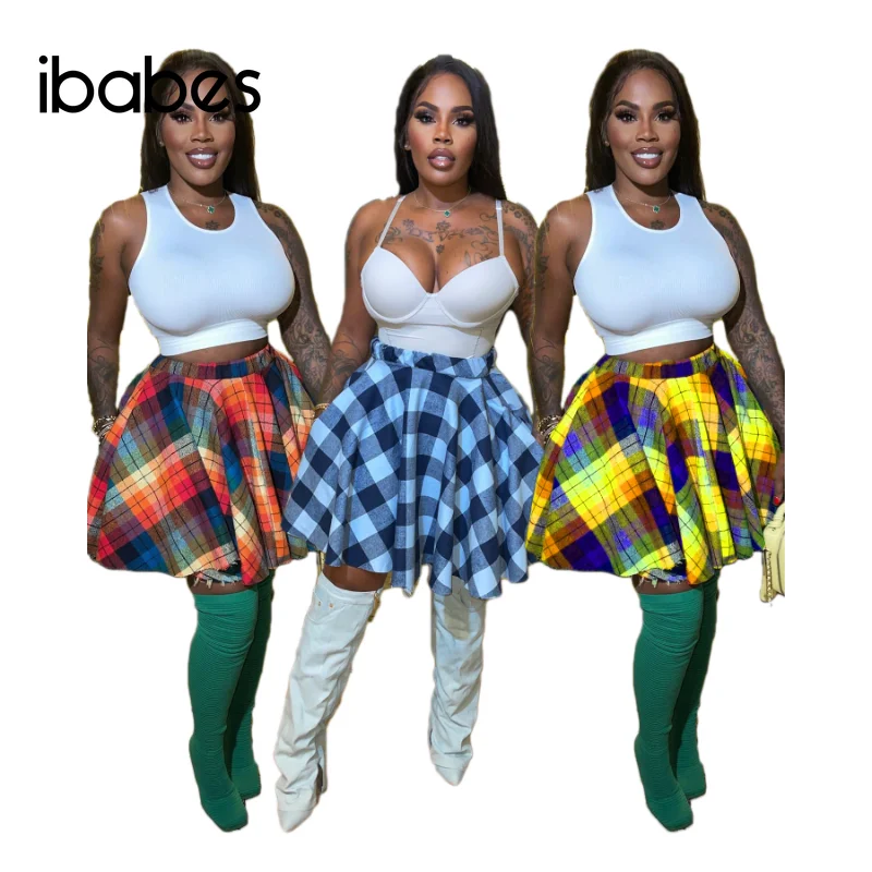 

Y2K Plaid Women Mini Hips Skirt High Waist Side Slit Pleated Dress 2023 Summer New Popular Clothing Sexy Night Club Party Outfit