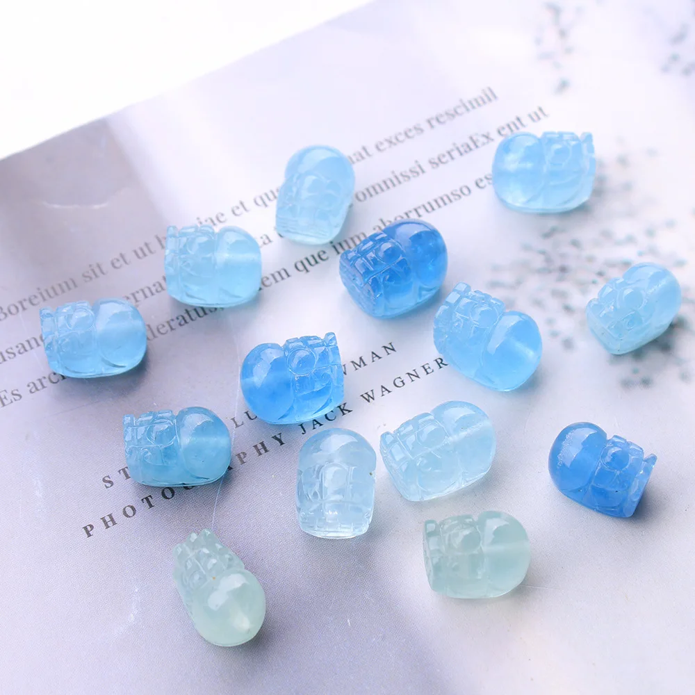 

10PCS Natural Aquamarine Pink Crystal Pixiu Rabbit Loose Bead Healing Gem DIY Accessories For Jewelry Making