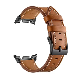 Premium Leather Strap for Smartwatches - Elegant and Versatile Wristband (Brown - black adapter)