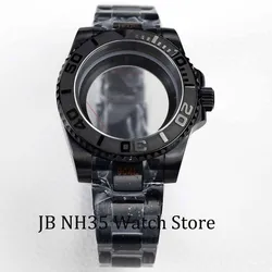 Luxury Black Stainless Steel Men's Watch Case with Sapphire Crystal - Yacht-Master Design, 40mm, Waterproof (B4  oyster strap)