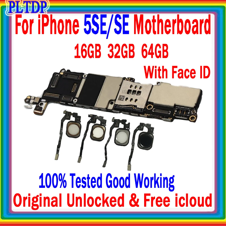 

Clean ICloud Mainboard For IPhone 5SE SE Motherboard Original Unlocked With/No Touch ID For IPhone 5SE Logic Board Full Working