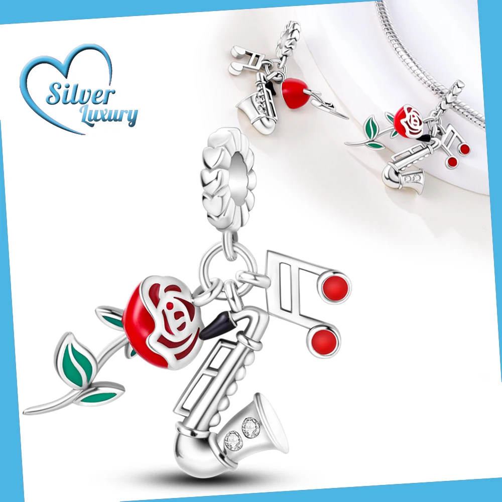 

Romantic saxophone pendant 925 Sterling Silver Fit Pandora Bracelet Silver 925 Original Charms for Jewelry Making