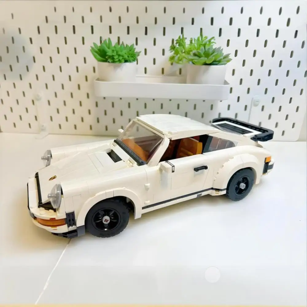 1458pcs 시뮬레이션 레트로 컨버터블 스포츠카 타르가 바 터보 10295 빌딩 블록 모델 자동차 장난감 생일 크리스마스 선물