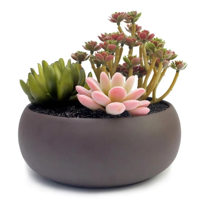 6.7-Inch Unglazed Round Ceramic Planter Pot with Drainage 2