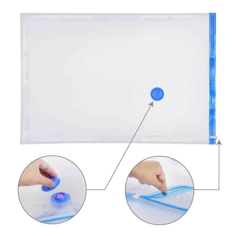 Vacuum Bag for Clothes Storage Bag With Valve Transparent Border Folding Compressed Organizer Travel Space Saving Seal Packet 5