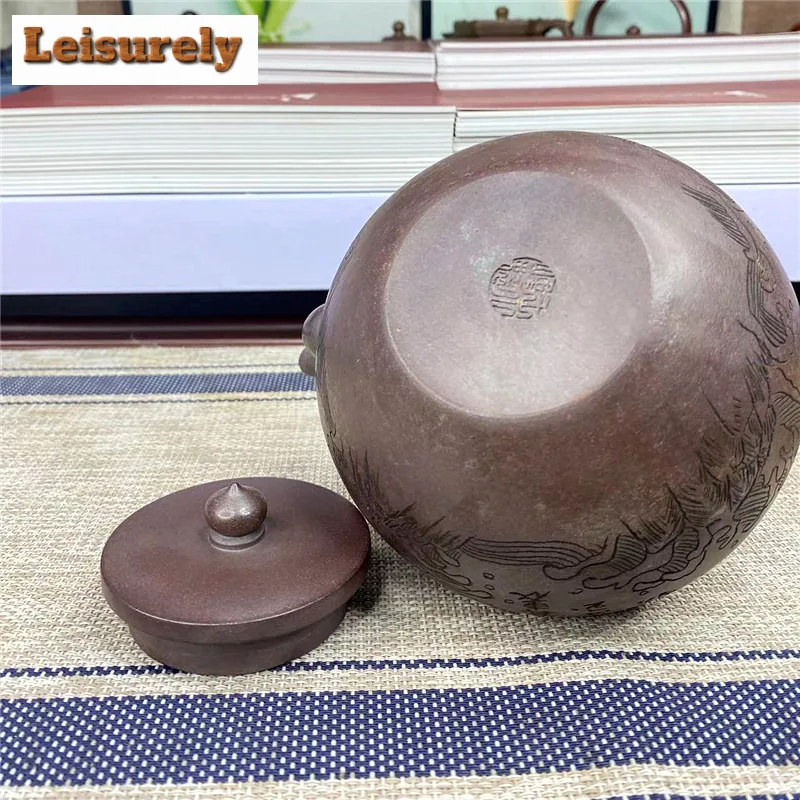 700ml Yixing Purple Clay Teapots Handmade Pot Raw Ore Dragon Kiln Wood Burning Mud Tea Brewing Kettle With Strainer Zisha Teaset