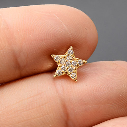 PCS Cute Small Star Ear Stud Cuff Earring Gold Color Cartilage Stainless Steel Helix Piercing Tragus Bar Ball Ear Jewelry