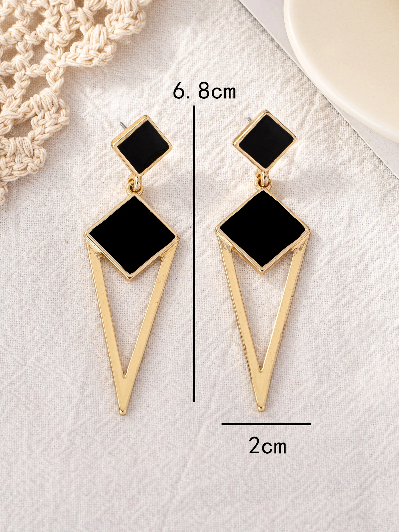 Diamond-Shaped Enamel Earrings — product detail 6
