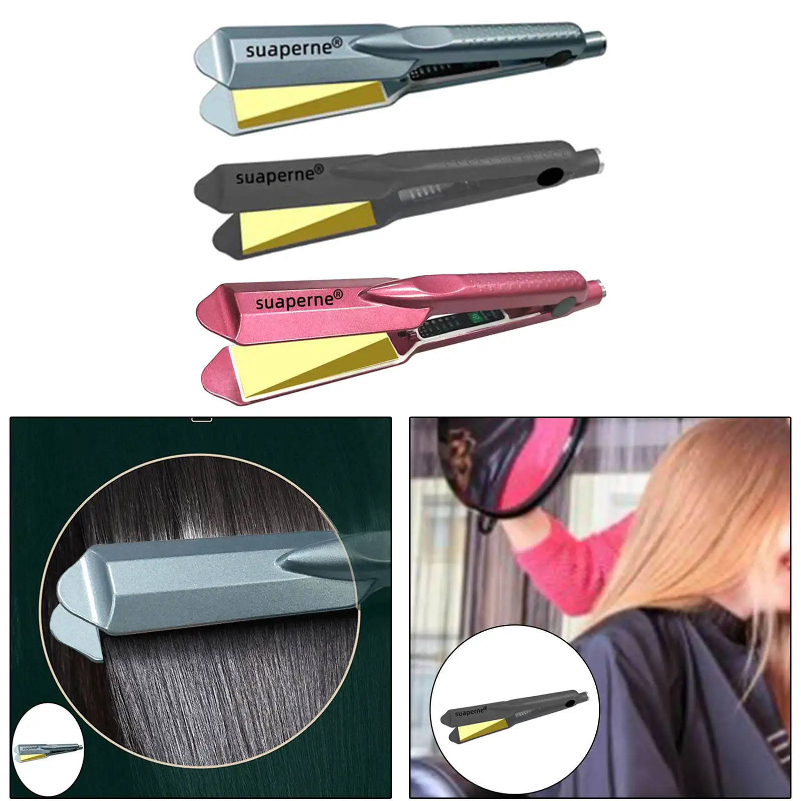 Professional Hair Straightener Curler Curling Iron, Adjustable Temp, Plug-US -thin Anti-scalding Waterproof