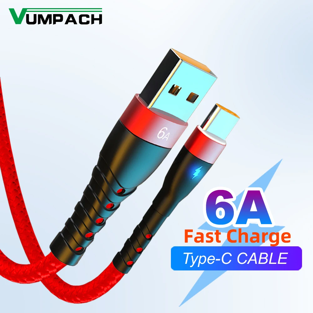 

Vumpach 6A USB Type C Cable For Huawei P30 P40 Pro super Fast Charging 66W USB-C Charger Data Cord Samsung S21 ultra S20 Poco