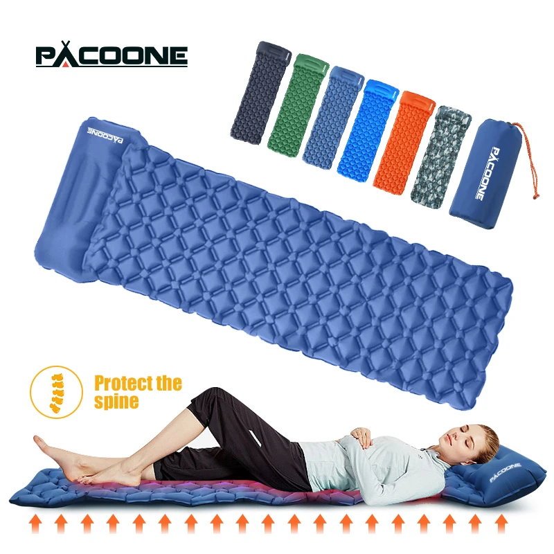 Pacoone Outdoor Sleeping Pad Camping Inflatable Mattress With Pillows