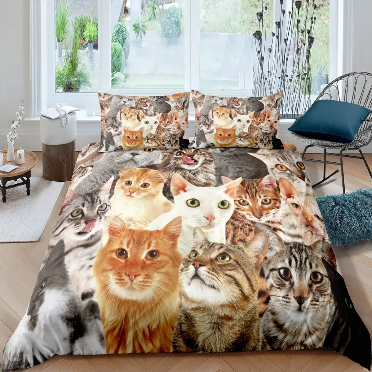 Cute Cat Duvet Cover Set Boys Girls Adults Animal Printed Bedding Set Pet Theme Comforter Cover Pet Quilt Covers with Pillowcase 2