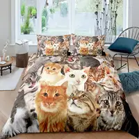 Cute Cat Duvet Cover Set Boys Girls Adults Animal Printed Bedding Set Pet Theme Comforter Cover Pet Quilt Covers with Pillowcase 2