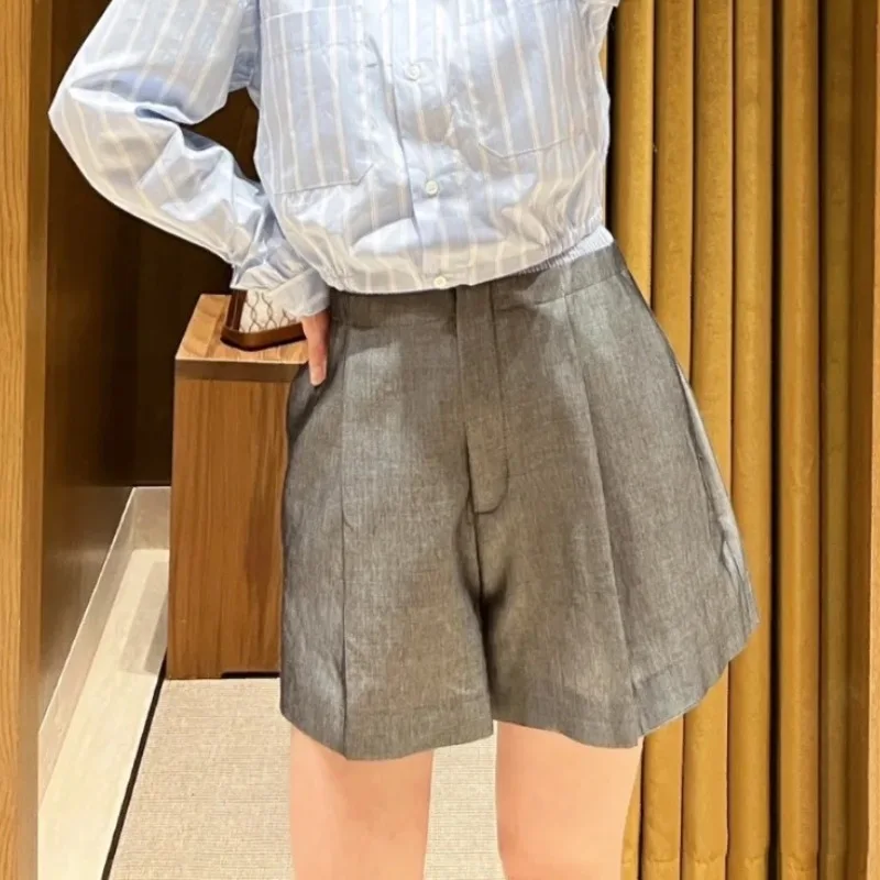 

Women Shorts Striped Splicing Casual Wide Leg Pants
