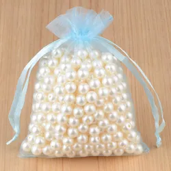 Vibrant Multi-Colored Organza Jewelry Gift Bags Set - 100pcs Drawstring Pouches for Wedding and Special Occasions (21 Light blue)