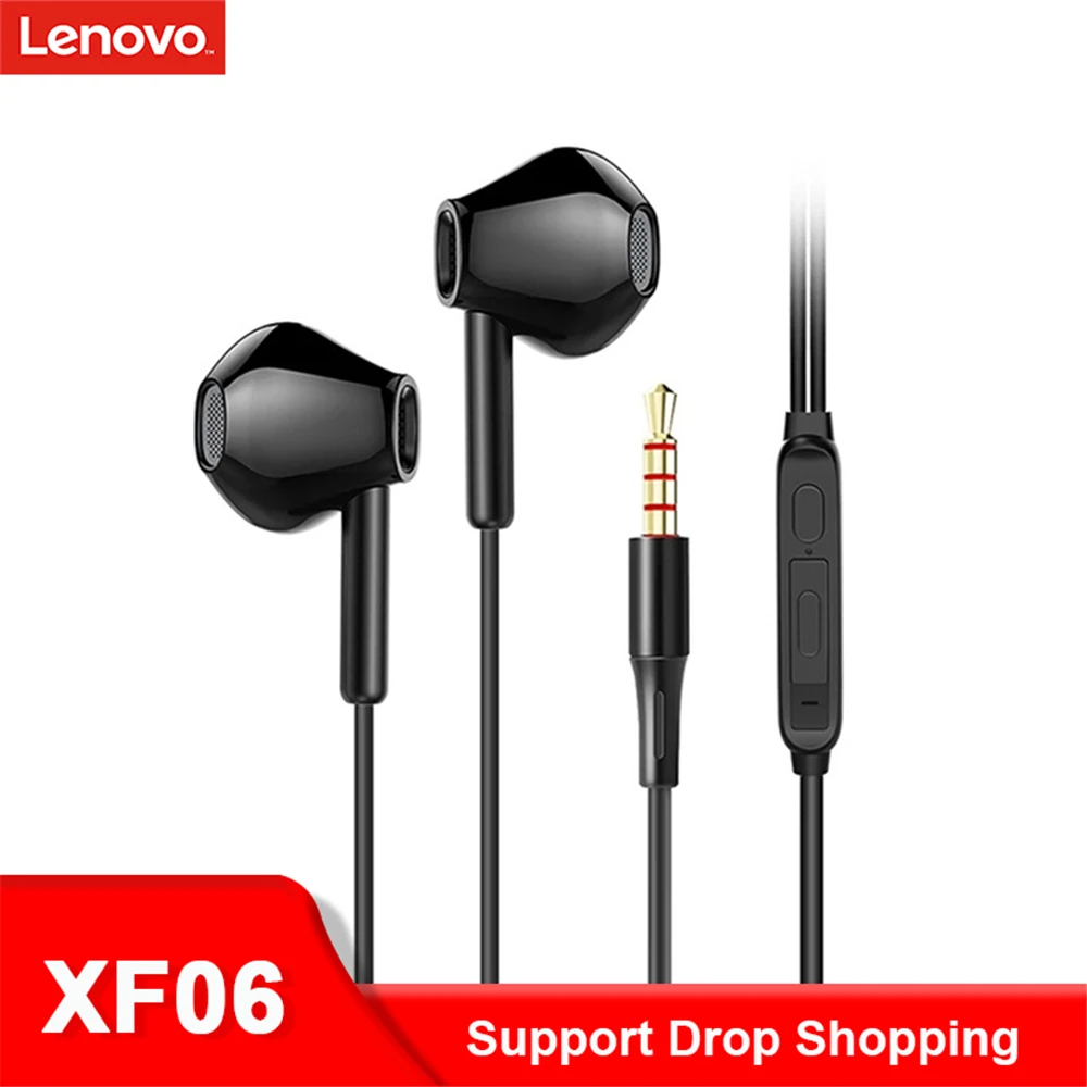 Original Lenovo XF06 Wired Headphones Noise Canceling In Ear Headset