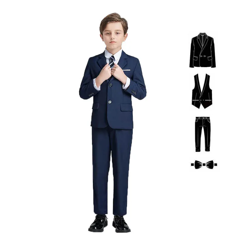 الأولاد أسود أزرق 4 قطعة/مجموعة سترة سترة السراويل...