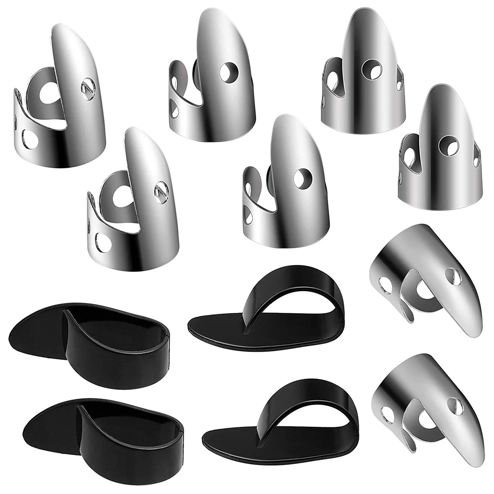 

12 Pcs Steel Finger Picks Set,Metal Finger Picks Adjustable Bass Finger Picks for Guitar, Banjos and Other Instruments