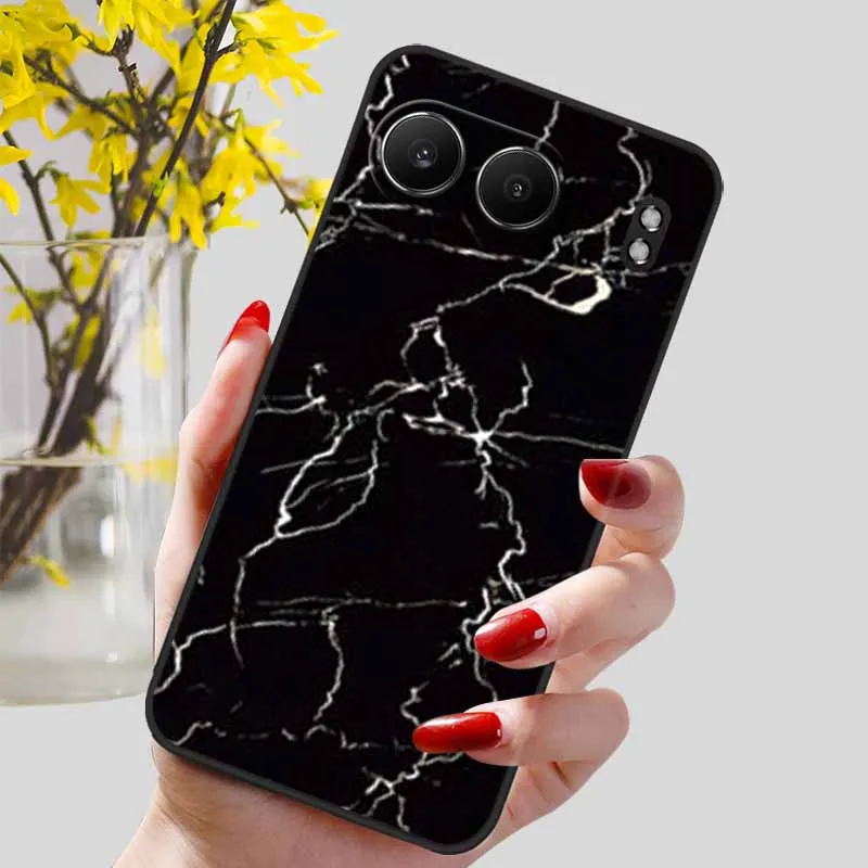 Elegant Black Marble TPU Soft Phone Cover - Fashionable Silicon Back Protector