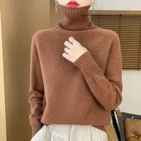 2025 New Autumn/Winter 100% Merino Wool Hoodie Solid Color Long Sleeve High Collar Warm Top Women's 19 Color Sweater WQ708