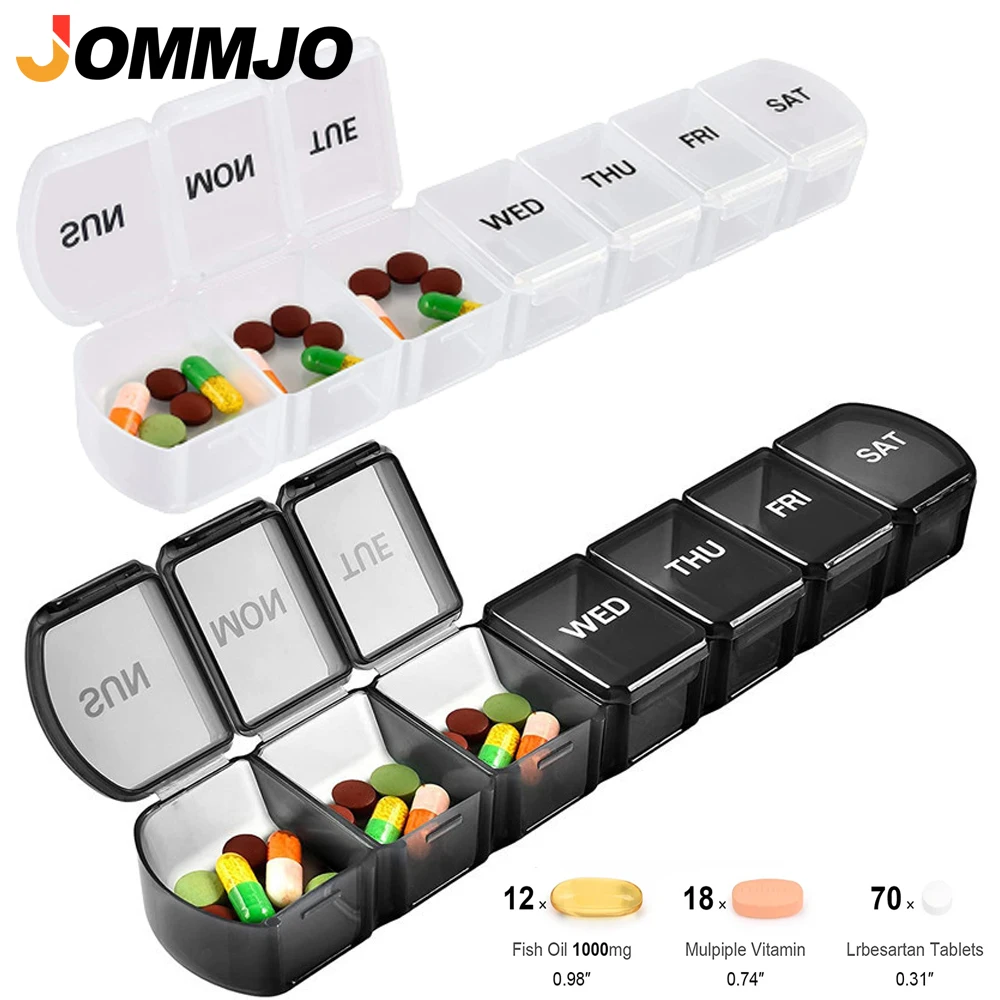 Compact Weekly Pill Organizer for Daily Vitamins and Supplements