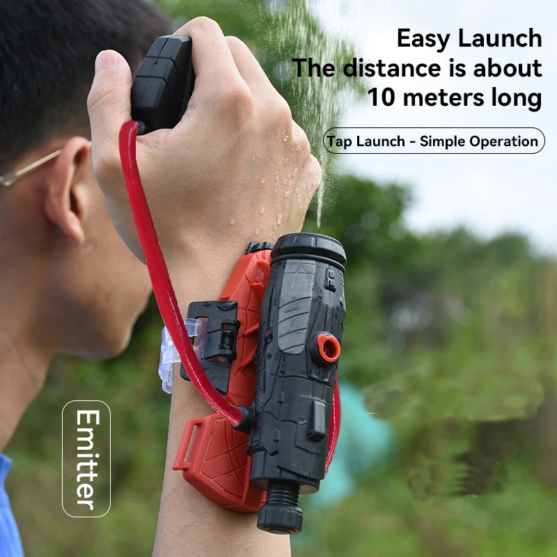 스파이더 런처 물총 여름 손목 슈팅 물 장난감, 어린이 코스프레 소품 게임 장갑 포함 플라스틱