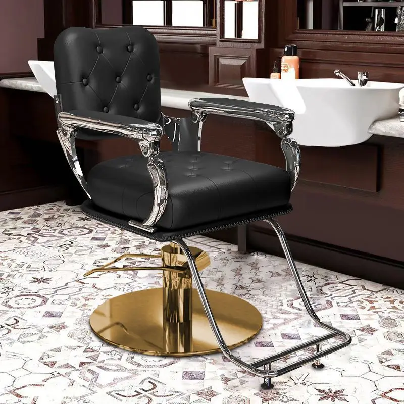 Vintage Barber Chair Salon Haircut High End Men's Hair Styling Shaving Adjustable Swivel Stool Professional Hairdressing Chair