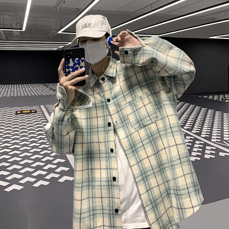 Men's Plaid Long Sve irt Loose Fit Thin Sle Autumn Spring Outerwear Sun Protection Classic Design No Brand Youth Faion