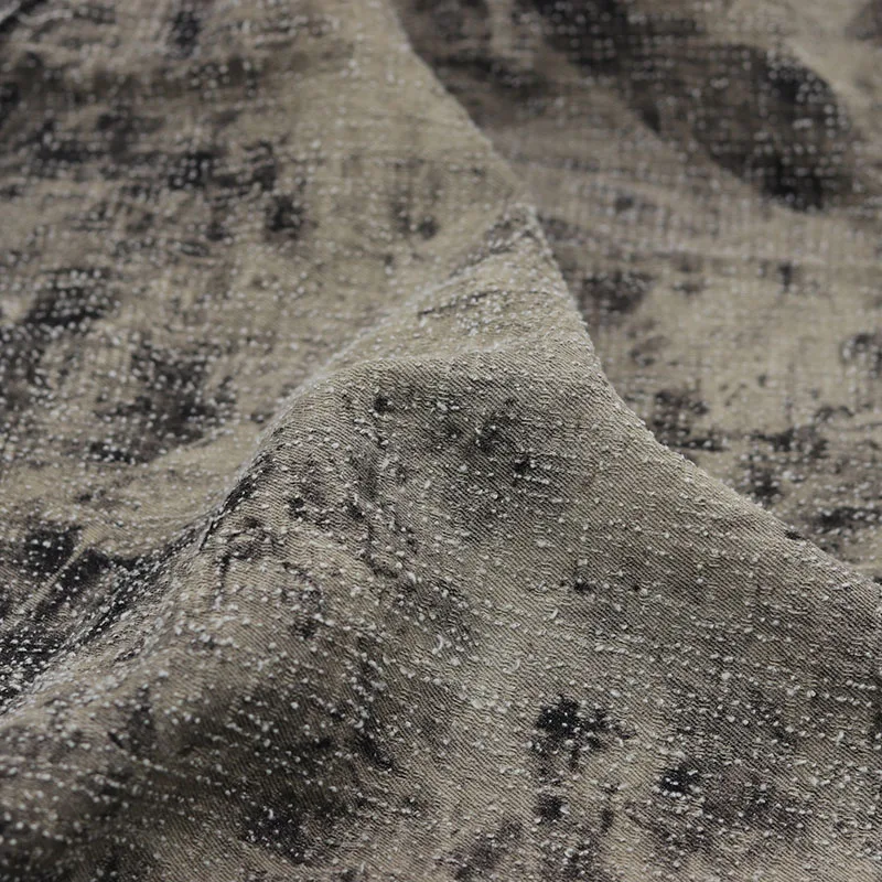 Wasteland Style Designer Black Tie-Dye Crochet Washed Denim Cloth Clothing Fabric High-End Handmade DIY Clothes Pants Fabric