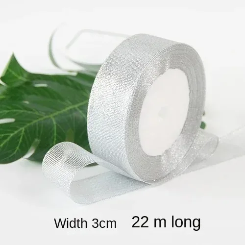 Gold and Silver Metallic Glitter Ribbon – 25-Yard Roll for DIY Crafts, Sewing, and Gift Wrapping