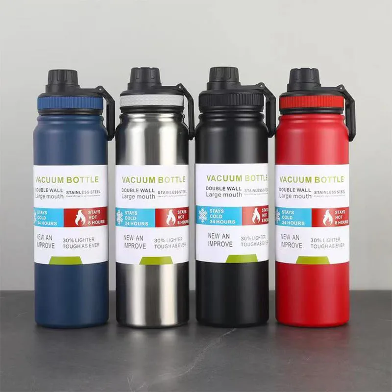 Insulated Water Bottle Stainless Steel Vacuum Insulated Double-Wall  Thermos,Water Bottle with Handle Lid