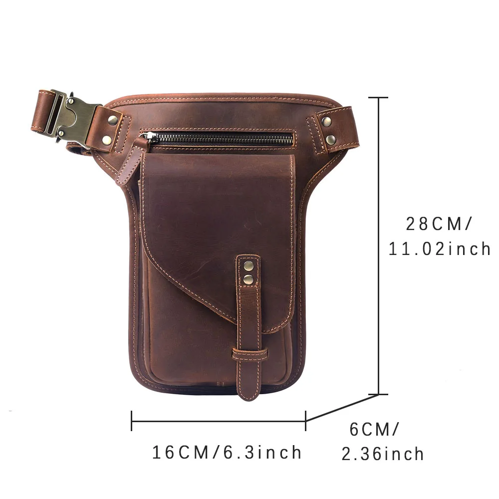 Vintage Men's Genuine Leather Waist Bag Casual Shoulder Bags