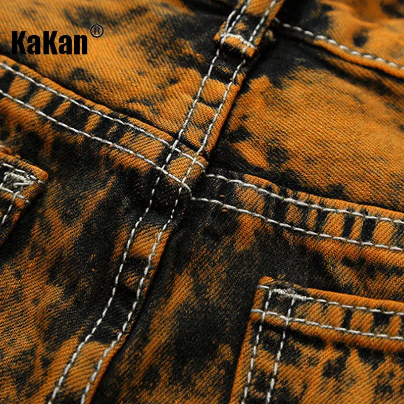 Kakan - European and American Holes, Personalized Old Straight Jeans, New Slim Vintage Jeans, Men's K02-170