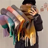 2025 Winter Thick Warm Scarf Women imitate Cashmere Shawl and Wraps Female Rainbow Hairy Tessel Echarpe New Elegant Blanket